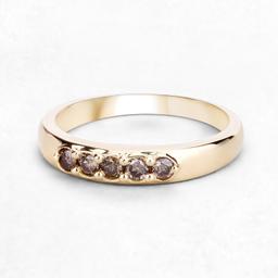 14KT Yellow Gold 0.25ctw Champagne Diamond Ring