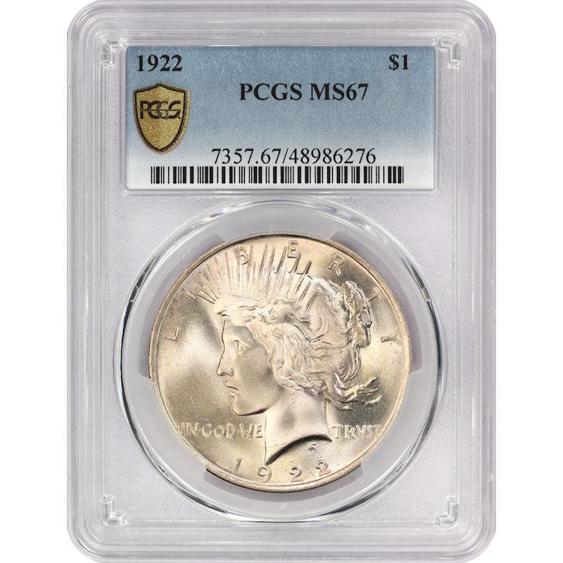 1922 $1 Peace Silver Dollar PCGS MS67