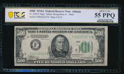 1934A $500 Atlanta FRN PCGS 55PPQ