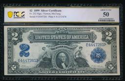 1899 $2 Mini Porthole Silver Certificate PCGS 50