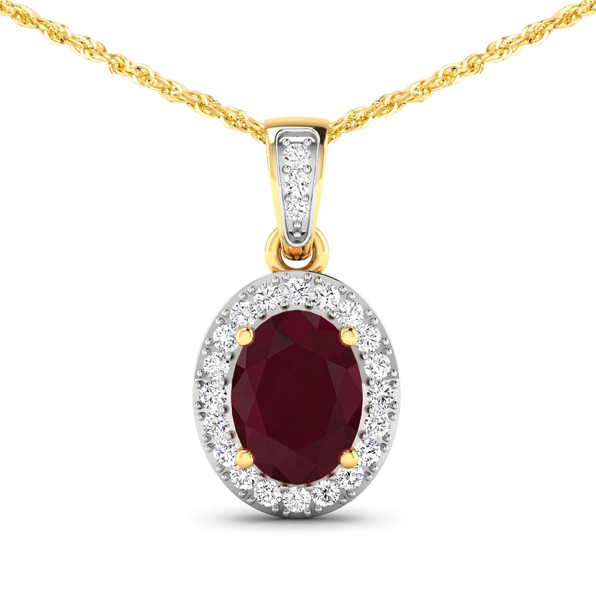 14KT Yellow Gold 1.50ct Ruby and Diamond Pendant with Chain