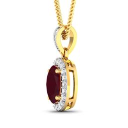 14KT Yellow Gold 1.50ct Ruby and Diamond Pendant with Chain