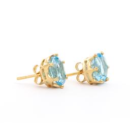 Plated 18KT Yellow Gold 5.50ctw Blue Topaz Earrings