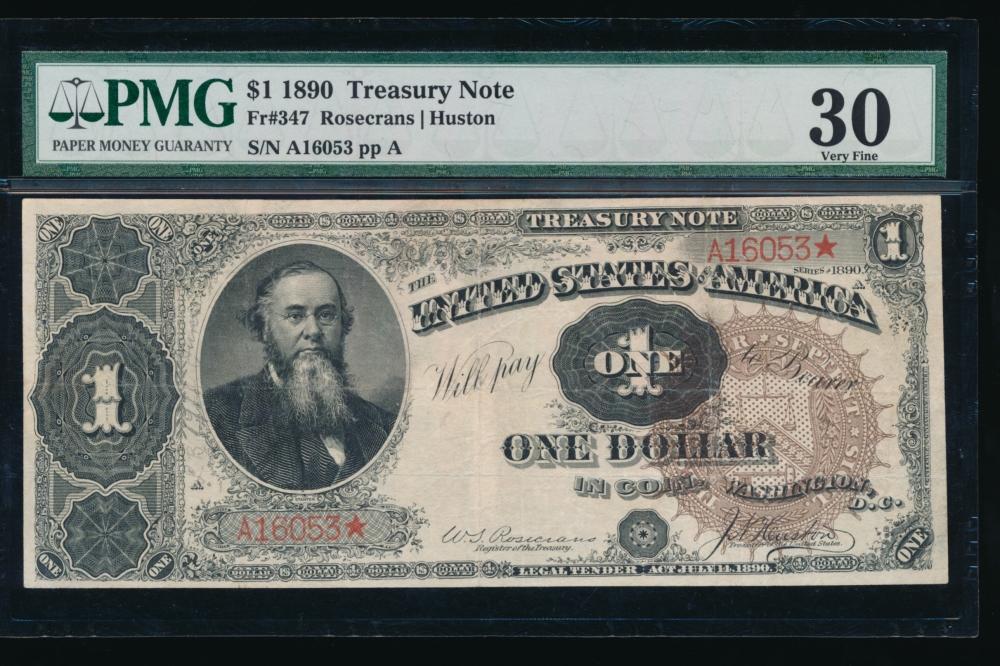 1890 $1 Treasury Note PMG 30