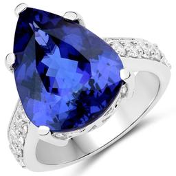 18KT Yellow Gold 10.45ct Tanzanite and Diamond Ring