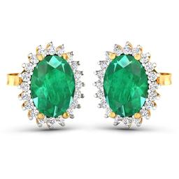 14KT Yellow Gold 2.00ctw Emerald and Diamond Earrings