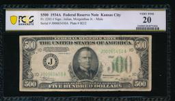 1934A $500 Kansas City FRN PCGS 20