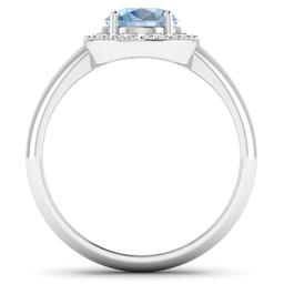 14KT White Gold 1.28ct Aquamarine and Diamond Ring