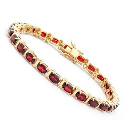 Plated 18KT Yellow Gold 10.50ctw Garnet Bracelet