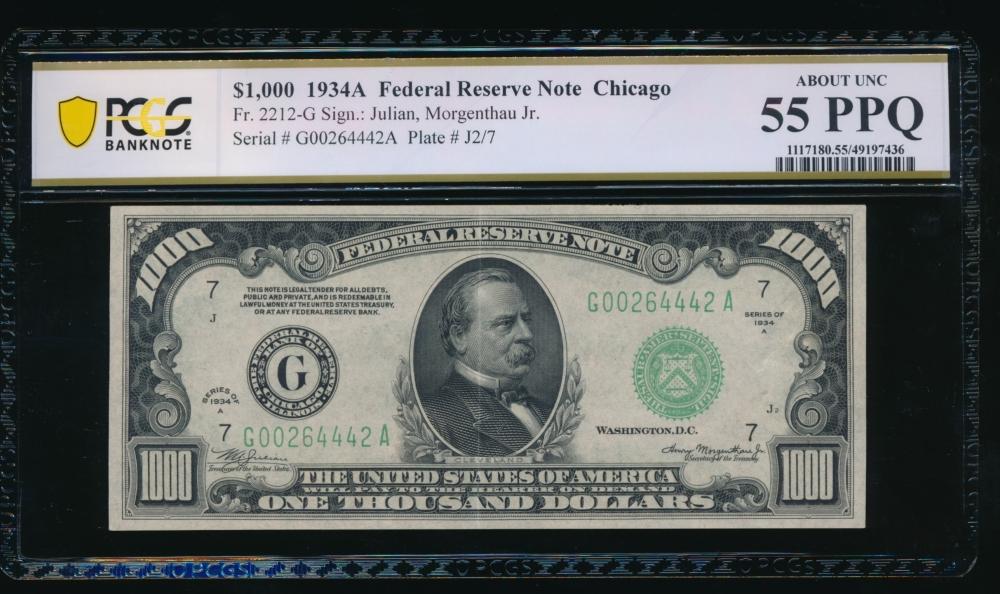 1934A $1000 Chicago FRN PCGS 55PPQ