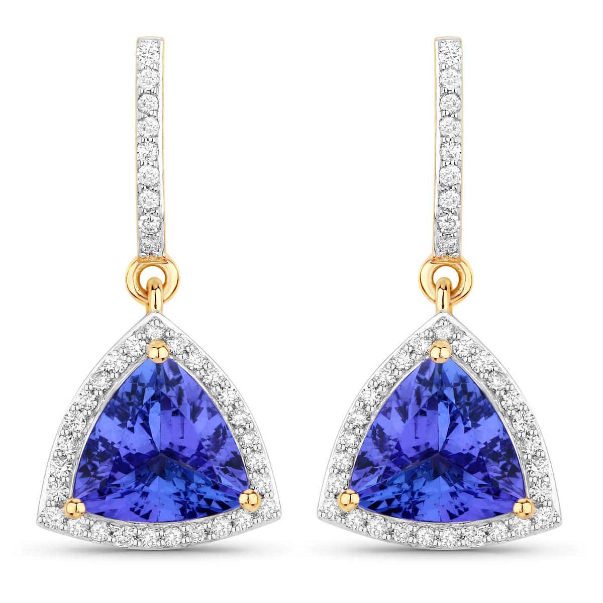 14KT Yellow Gold 3.86ctw Tanzanite and White Diamond Earrings