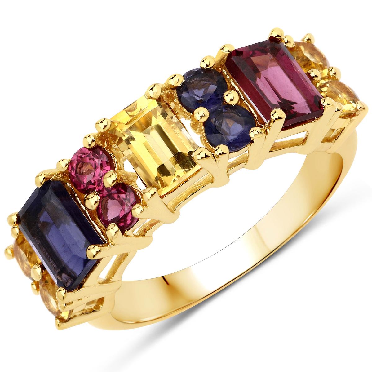 Plated 14KT Yellow Gold 2.68ctw Multi Color Gemstone Ring