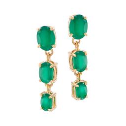 Plated 18KT Yellow Gold 4.00ctw Green Agate Earrings