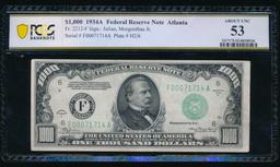 1934A $1000 Atlanta FRN PCGS 53