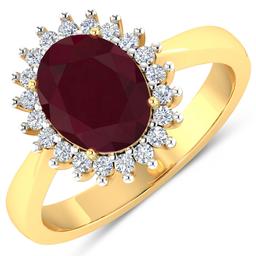 14KT Yellow Gold 1.5ct Ruby and Diamond Ring