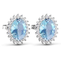 14KT White Gold 1.92ctw Aquamarine and Diamond Earrings