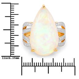 14KT Yellow Gold 11.56ct Opal and Diamond Ring