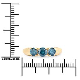 14KT Yellow Gold 1.00ctw Blue Diamond Ring