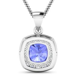 14KT White Gold 2.10ct Tanzanite and Diamond Pendant with Chain