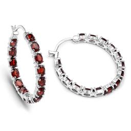 Rhodium Plated 6.00ctw Garnet Earrings