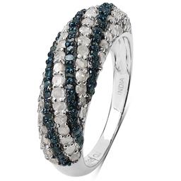 Plated Rhodium 1.25ctw Blue Diamond Ring