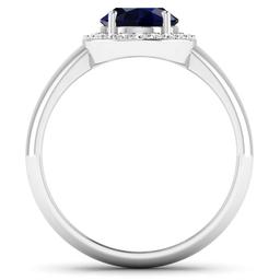 14KT White Gold 2.10ct Blue Sapphire and Diamond Ring