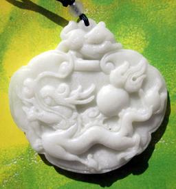 Jade 274cts of Real White Jade The Flying Dragon Amulet