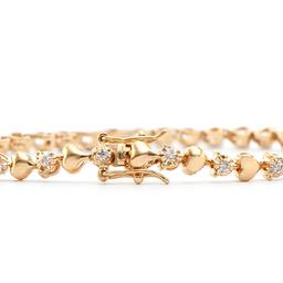 Plated 18KT Yellow Gold Diamond Heart Bracelet