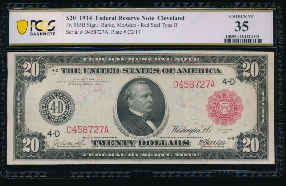 1914 $20 Cleveland FRN PCGS 35