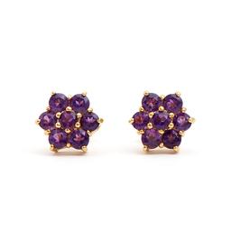 Plated 18KT Yellow Gold 1.21cts Amethyst and Diamond Earrings