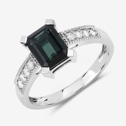 14KT White Gold 1.91ctw Green Tourmaline and White Diamond Ring