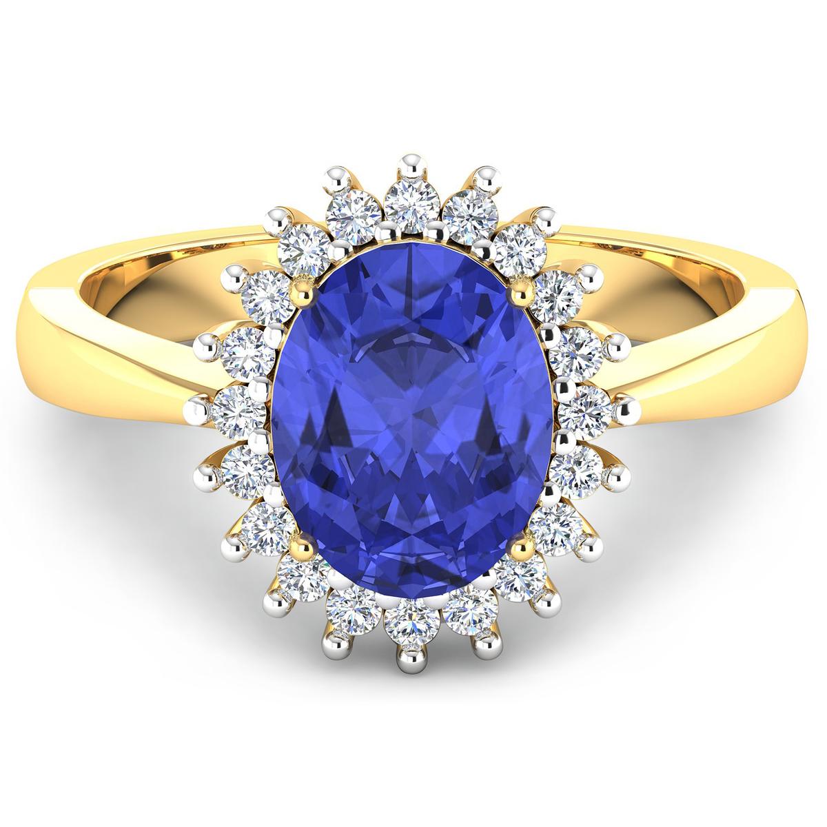 14KT Yellow Gold 1.09ct Tanzanite and Diamond Ring