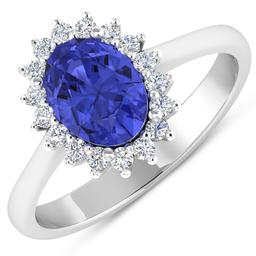 14KT White Gold 1.41ct Tanzanite and Diamond Ring