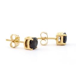 Plated 18KT Yellow Gold 2.15cts Sapphire Earrings