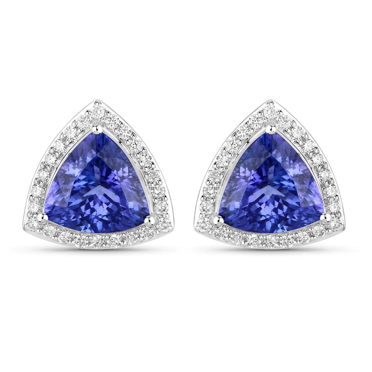 14KT White Gold 4.62ctw Tanzanite and White Diamond Earrings