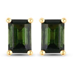 14KT Yellow Gold 1.30ctw Green Tourmaline Earrings