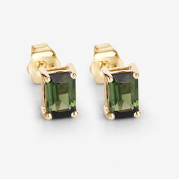 14KT Yellow Gold 1.30ctw Green Tourmaline Earrings