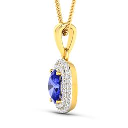 14KT Yellow Gold 1.09ct Tanzanite and Diamond Pendant with Chain