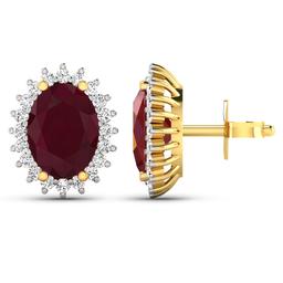 14KT Yellow Gold 3.00ctw Ruby and Diamond Earrings