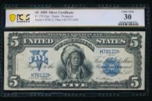 1899 $5 Chief Silver Certificate PMG 30