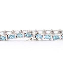 Plated Rhodium 13.50ctw Blue Topaz Bracelet