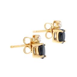 Plated 18KT Yellow Gold 1.10ctw Black Sapphire and Diamond Earrings