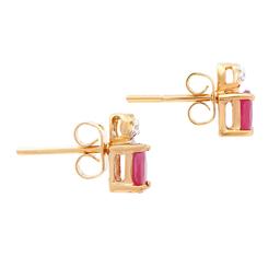 Plated 18KT Yellow Gold 1.32ctw Ruby and Diamond Earrings