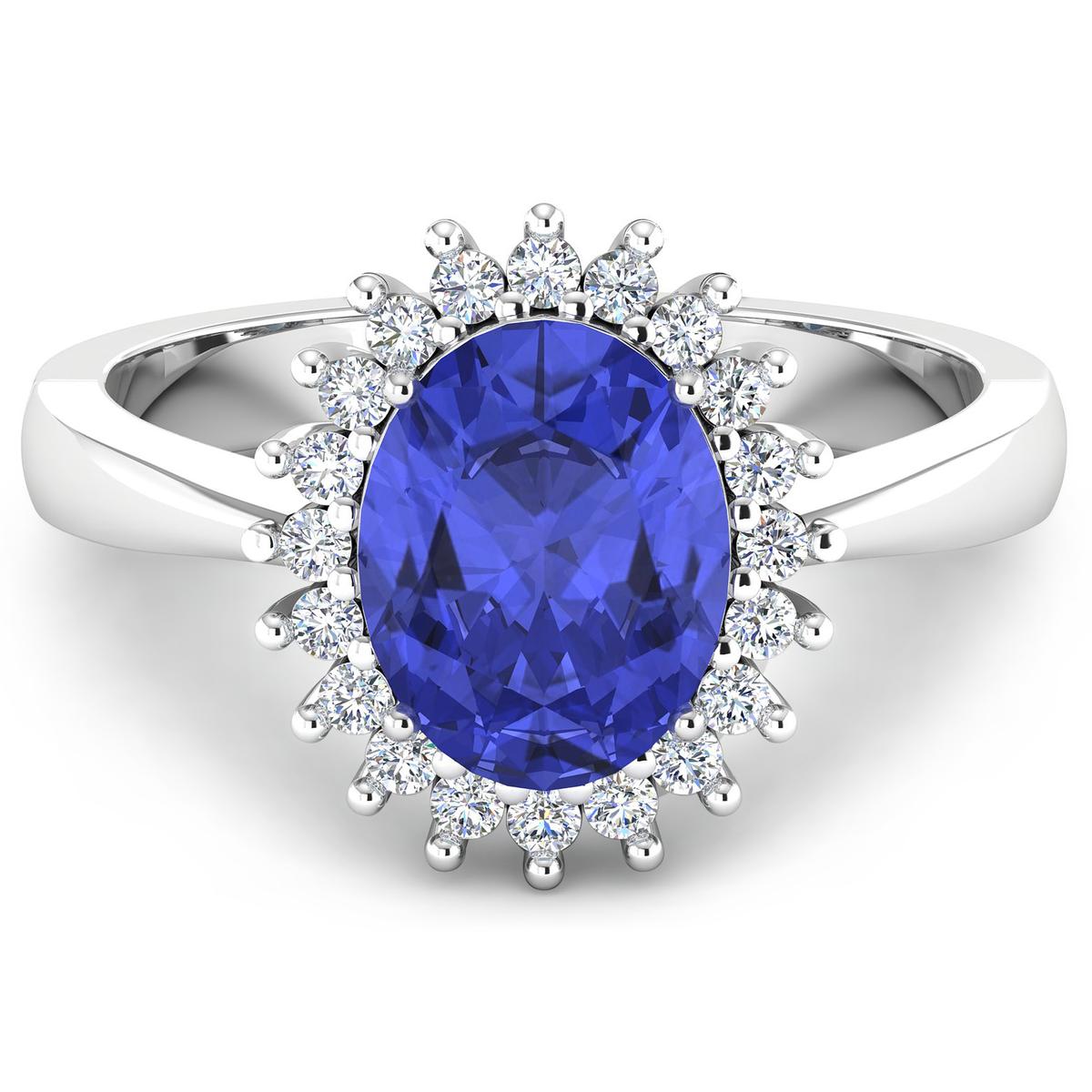 14KT White Gold 1.09ct Tanzanite and Diamond Ring