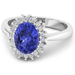 14KT White Gold 1.09ct Tanzanite and Diamond Ring