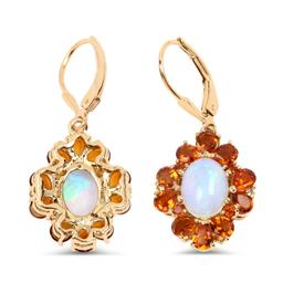 Plated 18KT Yellow Gold 5.42ctw Opal Citrine and White Topaz Earrings