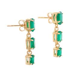 Plated 18KT Yellow Gold 4.00ctw Green Agate Earrings