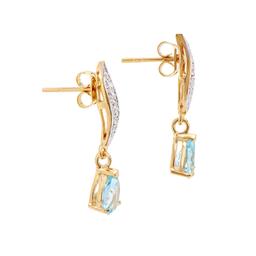 Plated 18KT Yellow Gold 2.05ctw Blue Topaz and Diamond Earrings