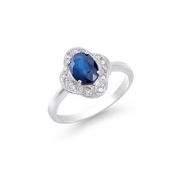 14KT White Gold 1.50ct Blue Sapphire and Diamond Ring