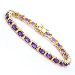 Plated 18KT Yellow Gold 10.00ctw Amethyst Bracelet